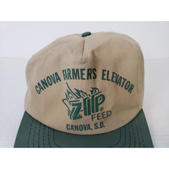Vintage Canova Farmer's Elevator Mens Hat Snapback Trucker Cap Zip Feed USA - Picture 2 of 8